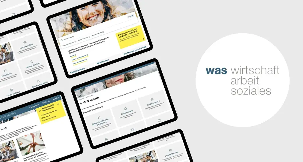 Website-Mockup von WAS mit Logo